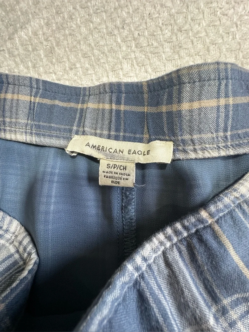 Plaid A-Line Mini Skirt in Navy and White Size S/P